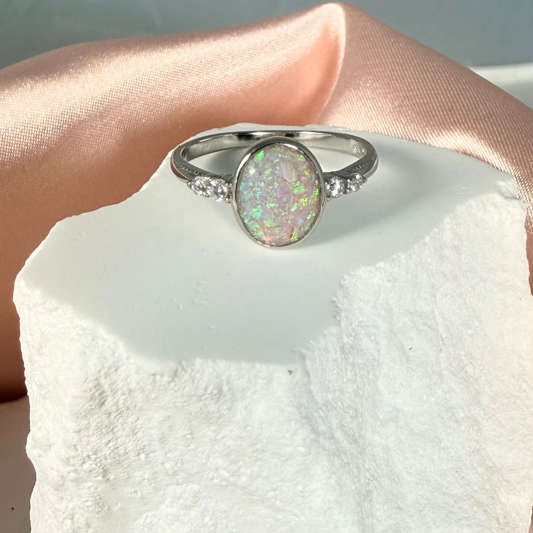 Memorial Jewelry — crushed opal ring